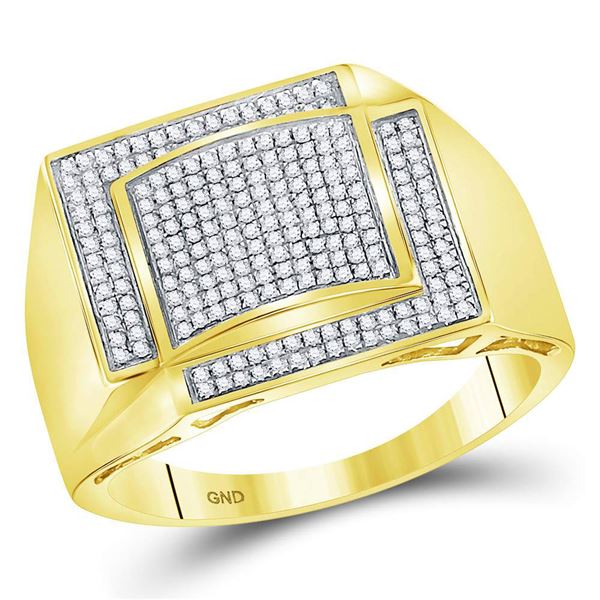 Mens Diamond Square Cluster Ring 1/2 Cttw 10kt Yellow Gold