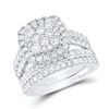 Image 1 : Diamond Bridal Wedding Ring Band Set 2 Cttw 14kt White Gold