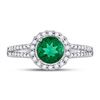 Image 2 : Lab-Created Emerald Diamond Solitaire Ring 1-1/2 Cttw 10kt White Gold