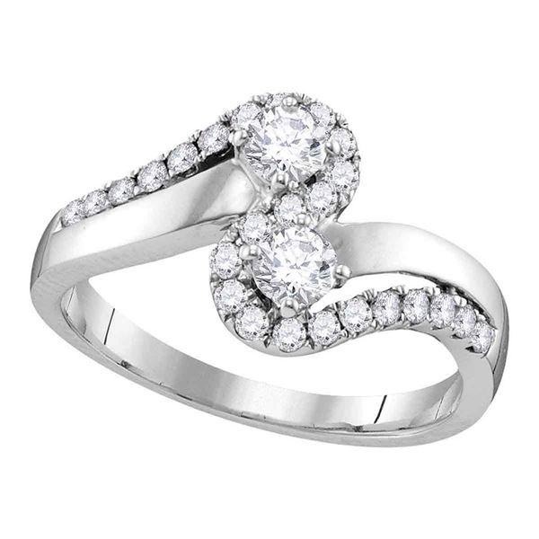 Diamond 2-stone Bridal Wedding Engagement Ring 3/4 Cttw 10kt White Gold