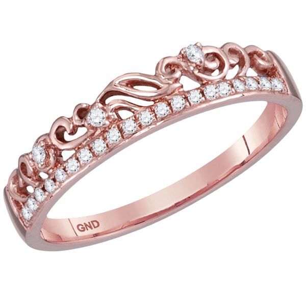 Diamond Stackable Band Ring 1/12 Cttw 14kt Rose Gold