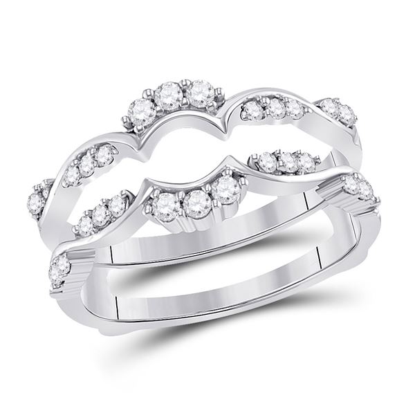 Diamond Wrap Ring Guard Enhancer 1/3 Cttw 14kt White Gold