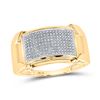 Image 1 : Mens Diamond Rectangle Cluster Ring 1/3 Cttw 10kt Yellow Gold