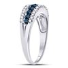 Image 3 : Blue Color Enhanced Diamond Band Ring 1/2 Cttw 10kt White Gold