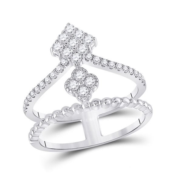 Diamond Offset Square Fashion Ring 1/2 Cttw 10kt White Gold