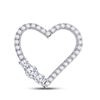 Image 1 : Diamond 3-Stone Heart Pendant 1 Cttw 14kt White Gold