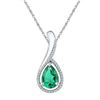 Image 1 : Pear Lab-Created Emerald Teardrop Pendant 2 Cttw Sterling Silver