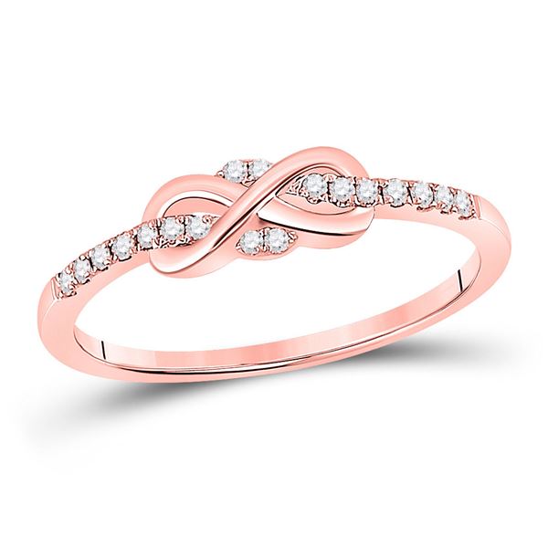 Diamond Infinity Knot Stackable Band Ring 1/10 Cttw 10kt Rose Gold