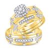 Image 1 : His Hers Diamond Solitaire Matching Wedding Set 3/4 Cttw 14kt Yellow Gold