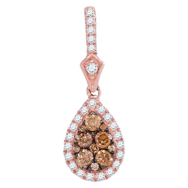 Brown Diamond Teardrop Pendant 1/2 Cttw 14kt Rose Gold