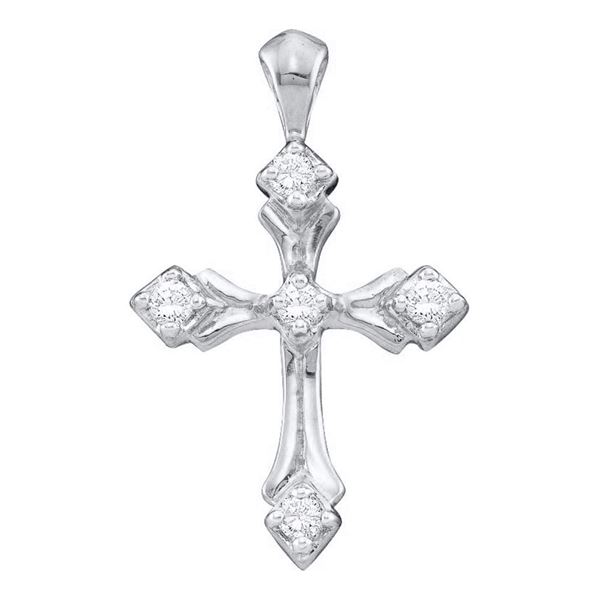 Diamond Cross Pendant 1/10 Cttw 14kt White Gold