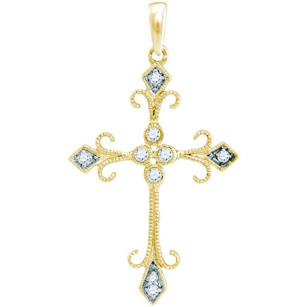 Diamond Cross Pendant 1/10 Cttw 10kt Yellow Gold