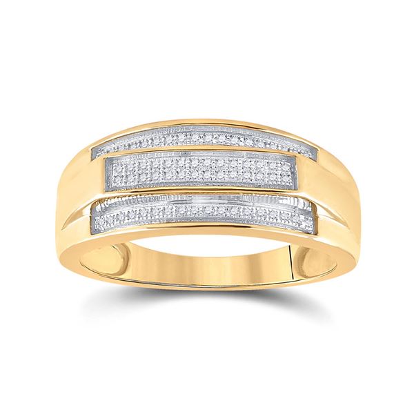 Yellow-tone Sterling Silver Mens Diamond Band Ring 1/5 Cttw Yellow-tone Sterling Silver