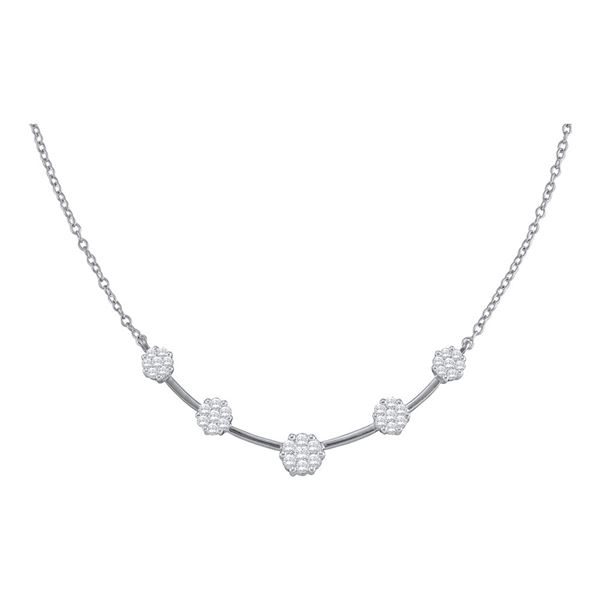 Diamond Cluster Necklace 1 Cttw 14kt White Gold