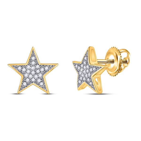 Diamond Star Earrings 1/10 Cttw 10kt Yellow Gold