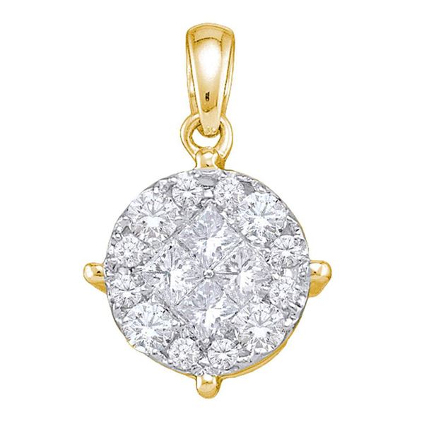 Princess Diamond Cluster Pendant 2 Cttw 14kt Yellow Gold