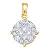 Image 1 : Princess Diamond Cluster Pendant 2 Cttw 14kt Yellow Gold