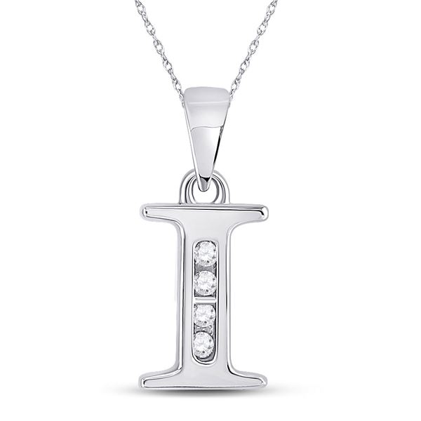 Diamond I Initial Letter Pendant 1/20 Cttw 10kt White Gold