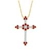 Image 1 : Lab-Created Ruby Cross Pendant 1 Cttw 10kt Yellow Gold