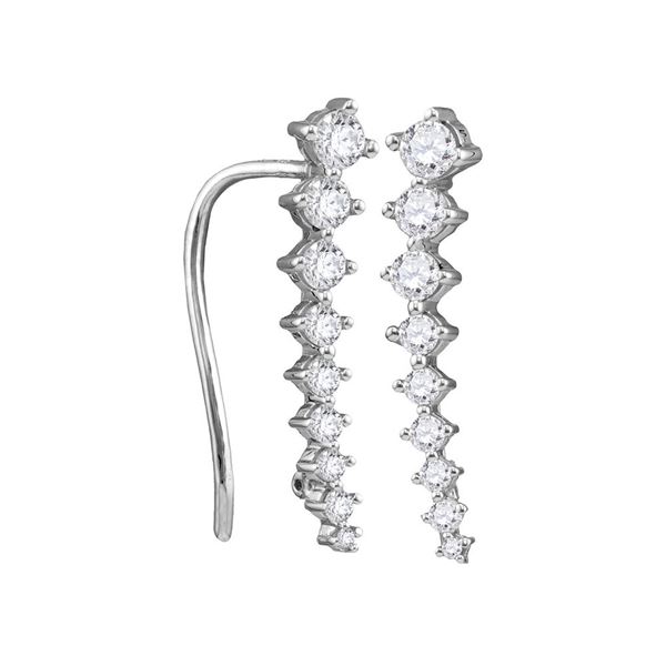 Diamond Climber Earrings 1/2 Cttw 10kt White Gold