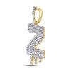 Image 2 : Mens Diamond Dripping Z Letter Charm Pendant 2-7/8 Cttw 10kt Yellow Gold