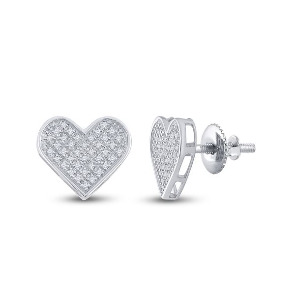 Diamond Heart Earrings 1/10 Cttw Sterling Silver