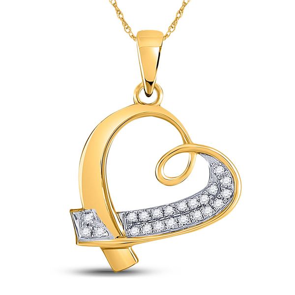 Diamond Heart Pendant 1/10 Cttw 10kt Yellow Gold