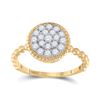 Image 1 : Diamond Beaded Circle Cluster Ring 3/8 Cttw 10kt Yellow Gold