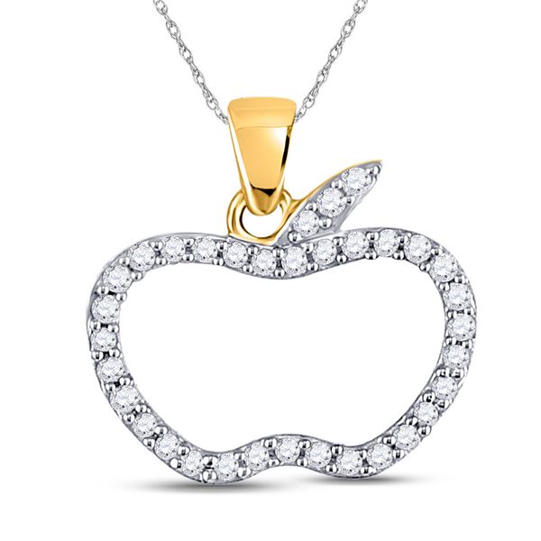 Diamond Apple Outline Fashion Pendant 1/5 Cttw 10kt Rose Gold