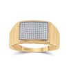 Image 1 : Mens Diamond Ribbed Rectangle Cluster Ring 1/4 Cttw 10kt Yellow Gold