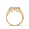 Image 3 : Mens Diamond Ribbed Rectangle Cluster Ring 1/4 Cttw 10kt Yellow Gold