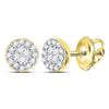 Image 1 : Princess Diamond Cluster Earrings 1/6 Cttw 14kt Yellow Gold