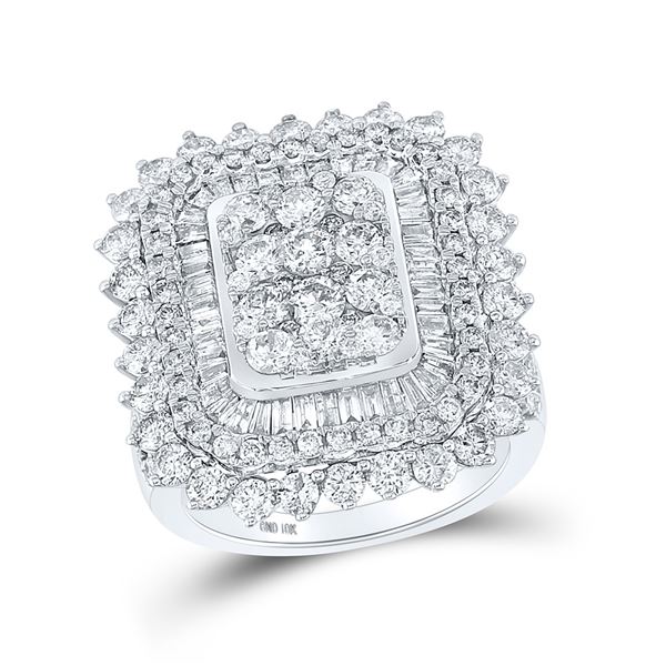 Diamond Square Cluster Ring 3-1/2 Cttw 10kt White Gold