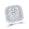 Image 1 : Diamond Square Cluster Ring 3-1/2 Cttw 10kt White Gold