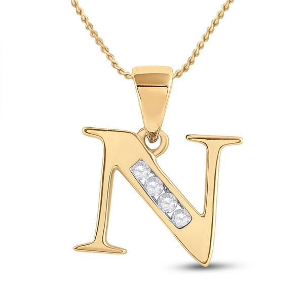 Diamond N Initial Letter Pendant 1/20 Cttw 10kt Yellow Gold