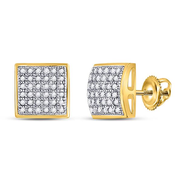 Diamond Square Cluster Earrings 1/5 Cttw 10kt Yellow Gold