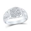 Image 1 : Mens Diamond Cluster Nugget Band Ring 1/4 Cttw 10kt White Gold