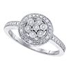 Image 1 : Diamond Flower Cluster Ring 1/8 Cttw Sterling Silver