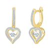 Image 1 : Diamond Heart Dangle Hoop Earrings 1/4 Cttw 10kt Yellow Gold