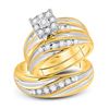 Image 1 : His Hers Diamond Cluster Matching Wedding Set 5/8 Cttw 14kt Yellow Gold