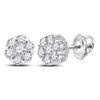 Image 1 : Diamond Flower Cluster Earrings 1/2 Cttw 14kt White Gold