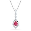 Image 1 : Oval Lab-Created Ruby Diamond Solitaire Pendant 1 Cttw Sterling Silver