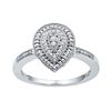 Image 1 : Diamond Teardrop Cluster Ring 1/10 Cttw 10kt White Gold