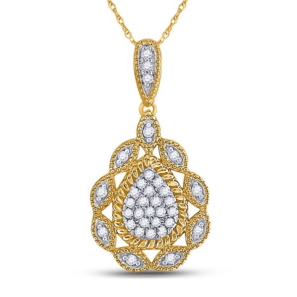 Diamond Teardrop Pendant 1/8 Cttw 10kt Yellow Gold