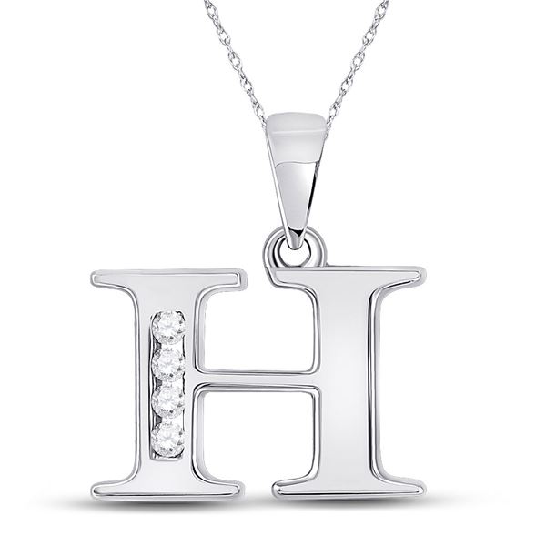 Diamond H Initial Letter Pendant 1/20 Cttw 10kt White Gold