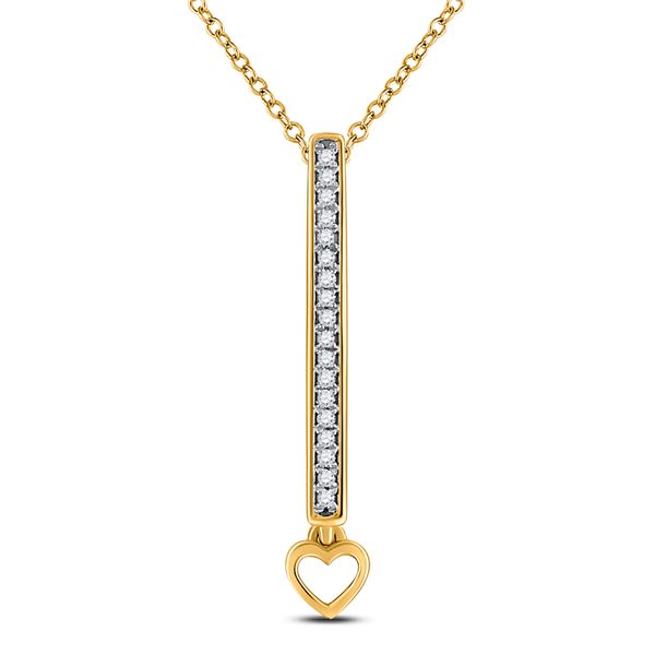 Diamond Heart Bar Pendant 1/12 Cttw 10kt Yellow Gold