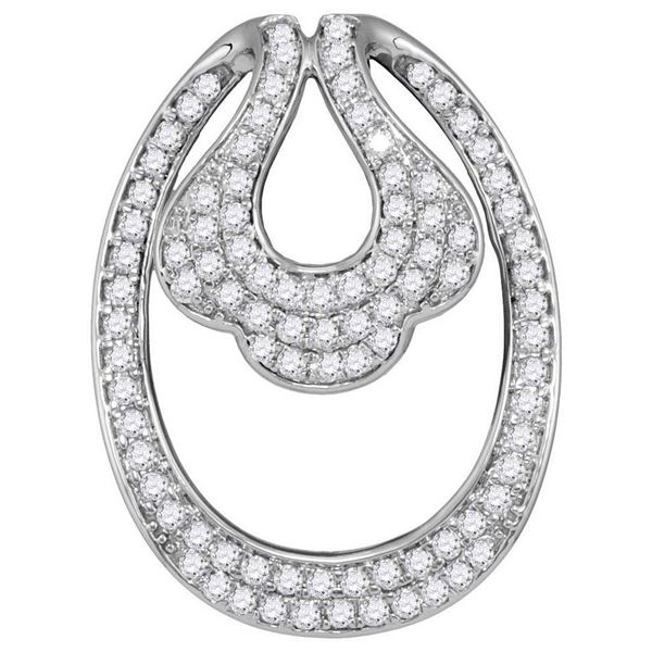 Diamond Slide Oval Pendant 3/4 Cttw 14kt White Gold