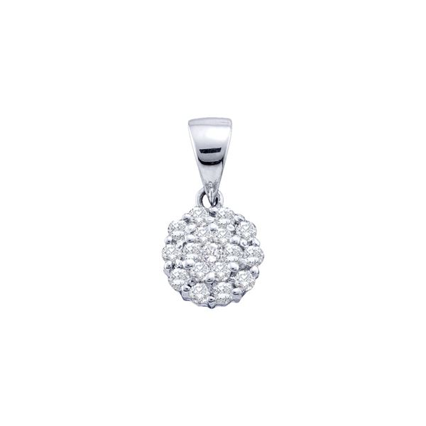 Diamond Flower Cluster Pendant 1/4 Cttw 14kt White Gold