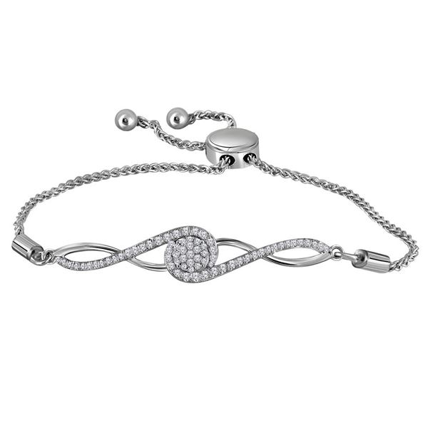 Diamond Bolo Bracelet 1/2 Cttw 10kt White Gold