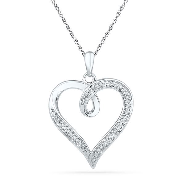 Diamond Heart Pendant 1/10 Cttw 10kt White Gold